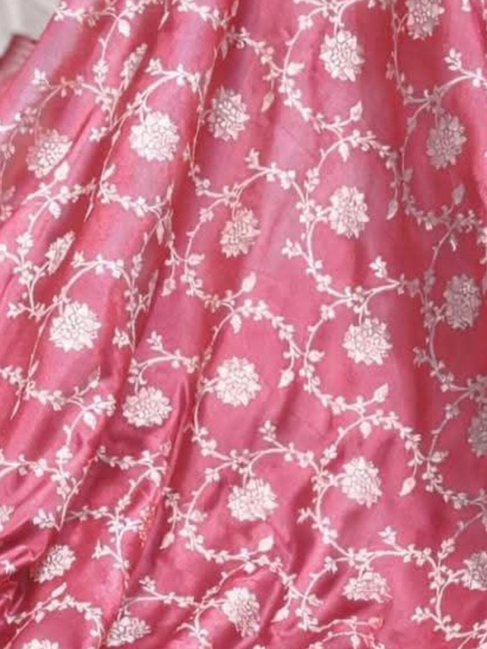 Indiehaat | Pink Mashru Katan Silk Saree | Brocade