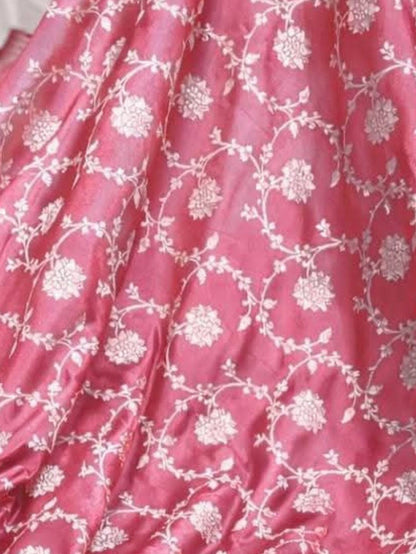 Indiehaat | Pink Mashru Katan Silk Saree | Brocade