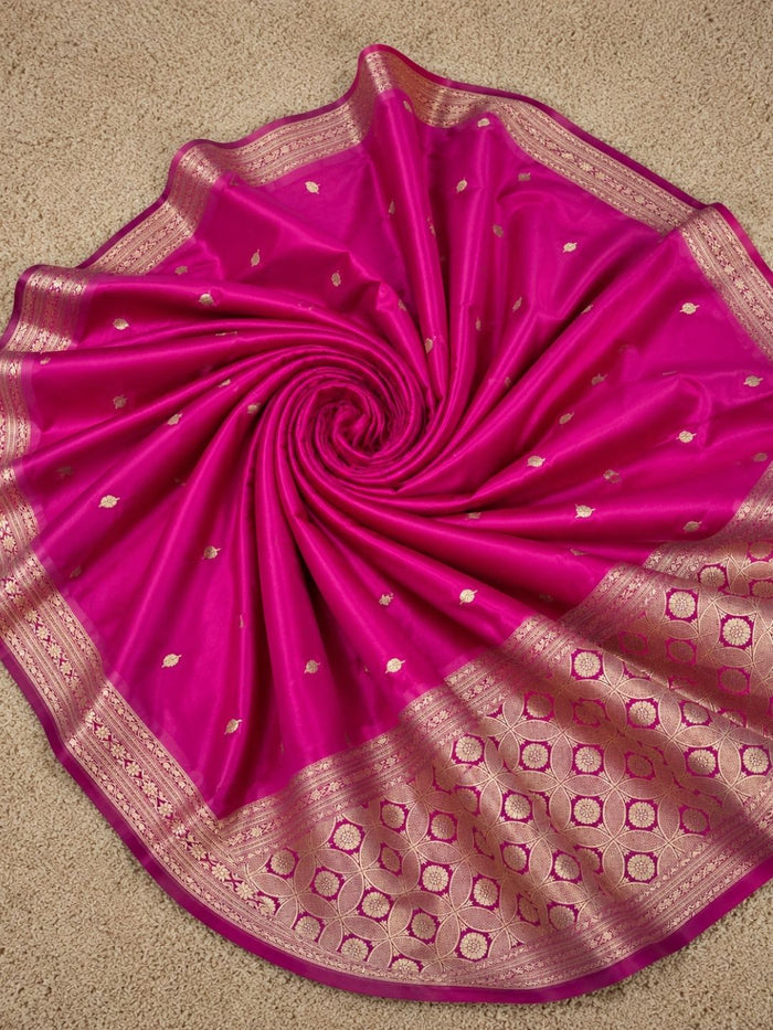 Indiehaat | Pink Mashru Katan Silk Saree | Brocade