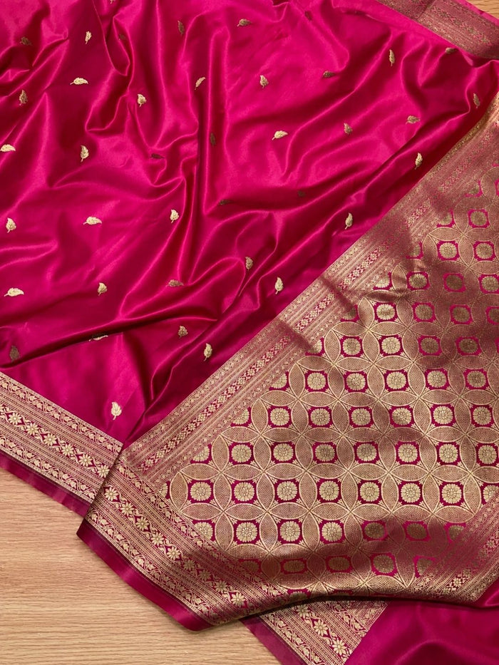 Indiehaat | Pink Mashru Katan Silk Saree | Brocade