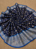 Indiehaat | Blue Mashru Katan Silk Saree | Brocade