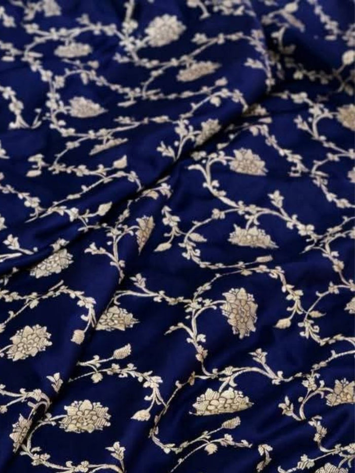 Indiehaat | Blue Mashru Katan Silk Saree | Brocade