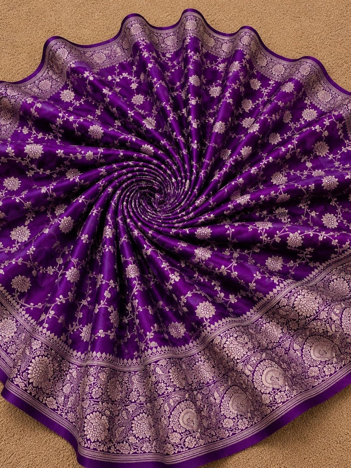 Indiehaat | Purple Mashru Katan Silk Saree | Brocade