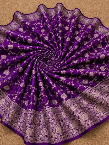 Indiehaat | Purple Mashru Katan Silk Saree | Brocade