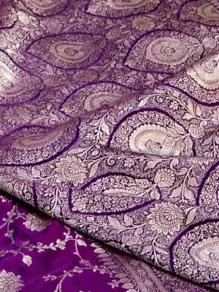 Indiehaat | Purple Mashru Katan Silk Saree | Brocade