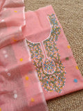 Indiehaat | Kota Cotton Embroidery Suit Material Peach