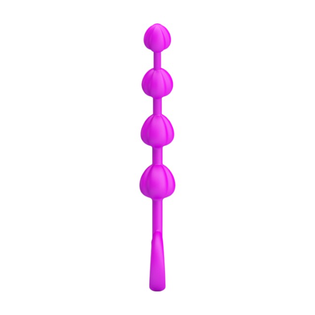 Rozariu anal PRETTY LOVE Beeds, cu inel pentru extracție ușoară, lungime 19.5 cm, diametre progresive 1.7 – 2.3 cm, mov