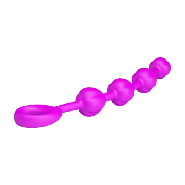Rozariu anal PRETTY LOVE Beeds, cu inel pentru extracție ușoară, lungime 19.5 cm, diametre progresive 1.7 – 2.3 cm, mov
