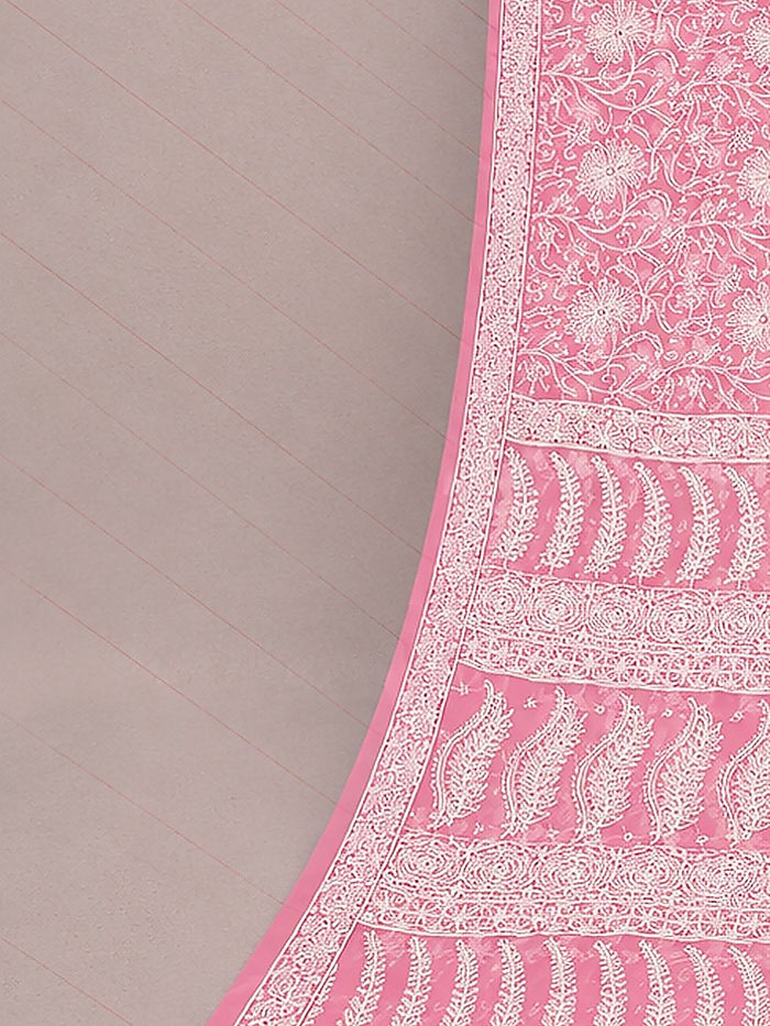 Indiehaat | Blue Georgette Chikankari Saree | Party Wear