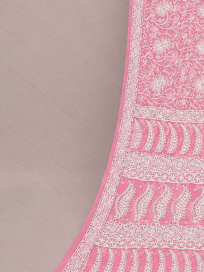 Indiehaat | Blue Georgette Chikankari Saree | Party Wear