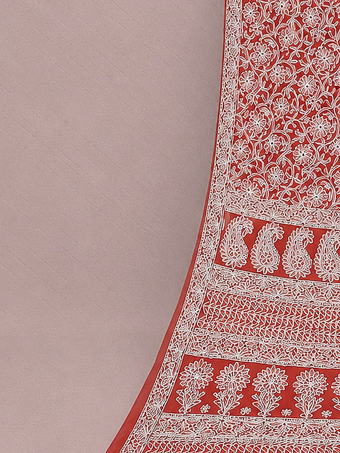 Indiehaat | Green Georgette Chikankari Saree | Party Wear