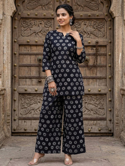 Indiehaat | Blockprinted Cotton Co-Ord Set Black