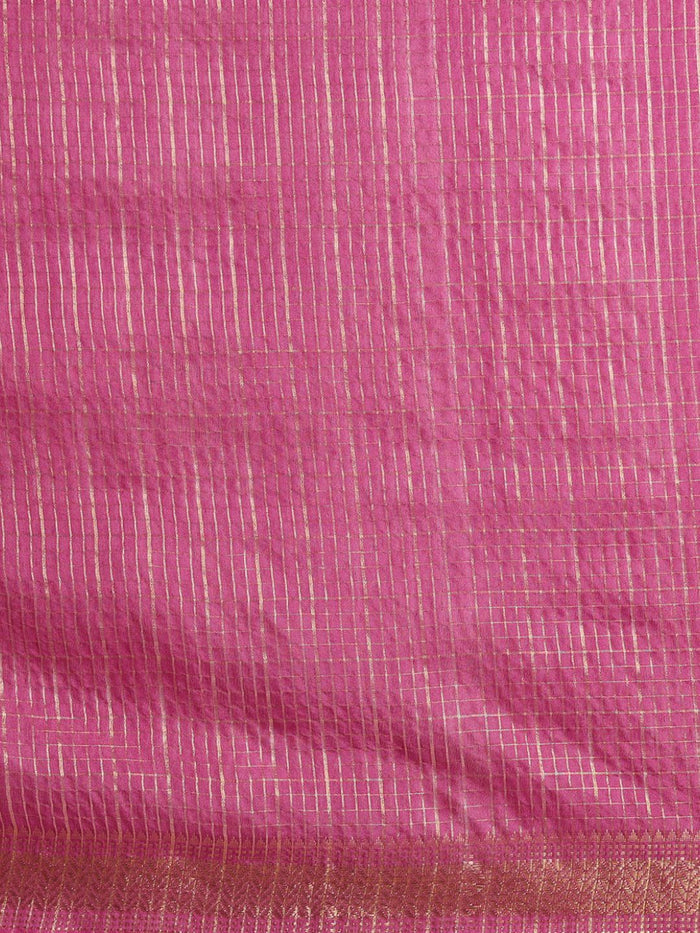 Indiehaat | Hand Dyed Kota Banarasi Silk Saree Purple