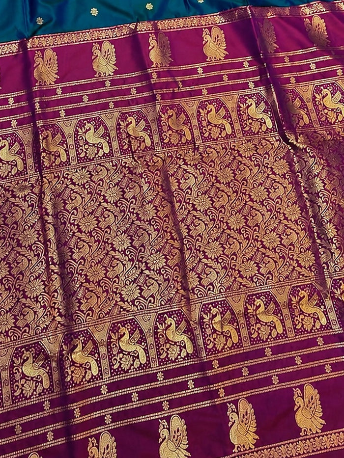 Indiehaat | Paithani Silk Handloom Saree Blue
