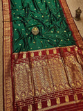 Indiehaat | Paithani Silk Handloom Saree Green