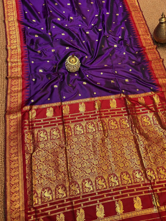 Indiehaat | Paithani Silk Handloom Saree Purple