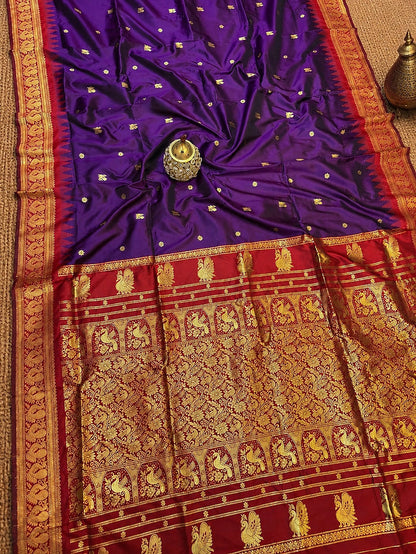 Indiehaat | Paithani Silk Handloom Saree Purple