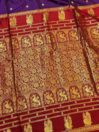 Indiehaat | Paithani Silk Handloom Saree Purple