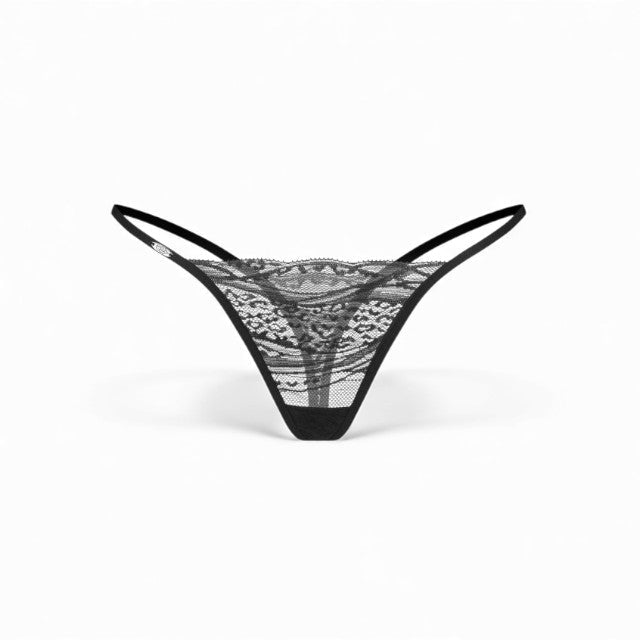 Set 2 chiloți tanga OBSESSIVE Clara, model dantelă și animal print, culoare negru, mărime L/XL