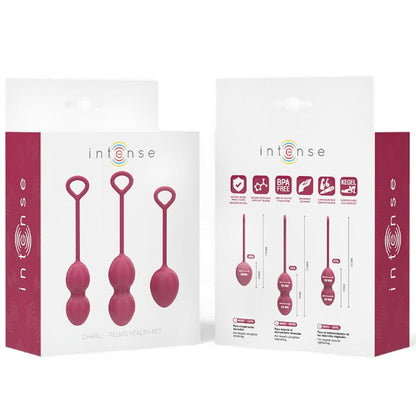 Set 3 bile kegel INTENSE Charli, pentru tonifierea mușchilor pelvieni, 3 dimensiuni, rezistente la apă, mov