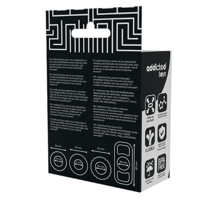Set 4 inele pentru penis ADDICTED TOYS Cock Ring Set, din silicon flexibil, diametre progresive 2.1 - 2.8 cm, negru