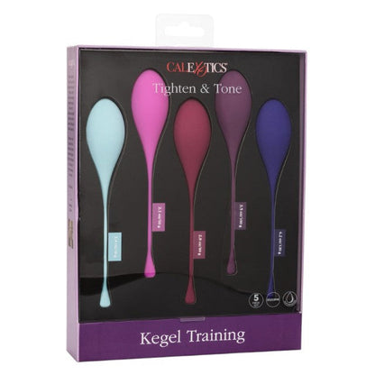 Set 5 bile kegel CALEXOTICS Tighten & Tone, pentru tonifierea mușchilor pelvieni, din silicon premium, multicolor