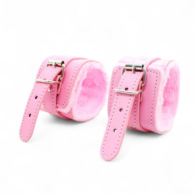 Set 7 accesorii BDSM B-SERIES Hidden Desire Chest, cu cătușe, zgardă, căluș, frânghie, bici și mască de ochi, culoare roz