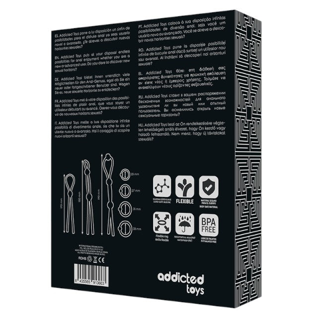 Set 7 inele pentru penis ADDICTED TOYS Flexible Cock Ring Set, pentru susținerea erecțiilor, din silicon, culoare negru