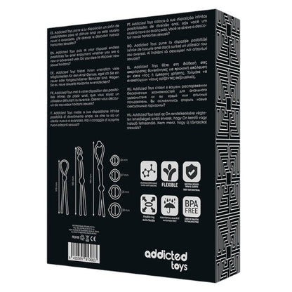 Set 7 inele pentru penis ADDICTED TOYS Flexible Cock Ring Set, pentru susținerea erecțiilor, din silicon, culoare negru