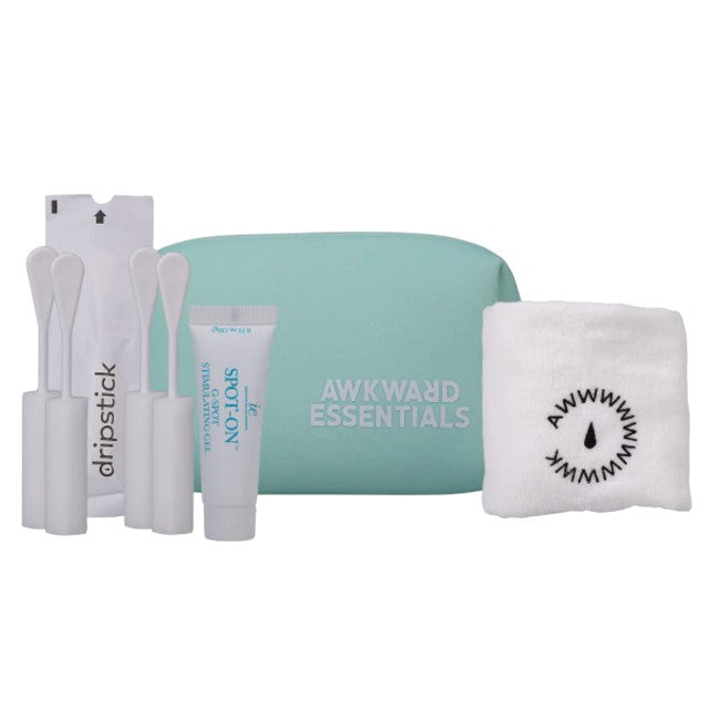 Set DRIPSTICK Starter Set, cu 5 bureți pentru curățare după sex, prosop, gel de stimulare și geantă de transport