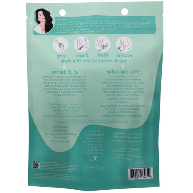 Set DRIPSTICK Starter Set, cu 5 bureți pentru curățare după sex, prosop, gel de stimulare și geantă de transport