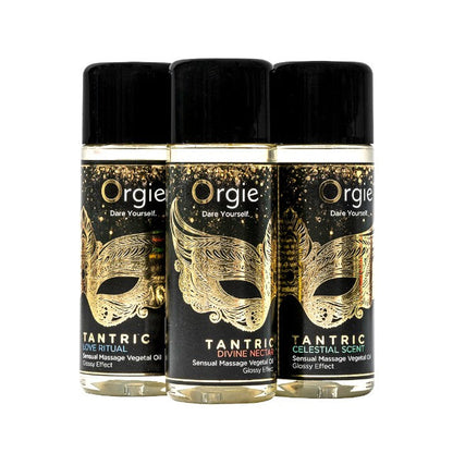 Set ulei masaj Orgie - Tantric, pentru corp, cu arome de vin alb, orhidee, fructe de padure, kiwi si capsuni, 3 x 30 ml