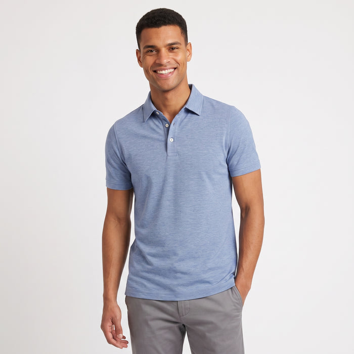 Shirt-polo 2-tone denimblauw