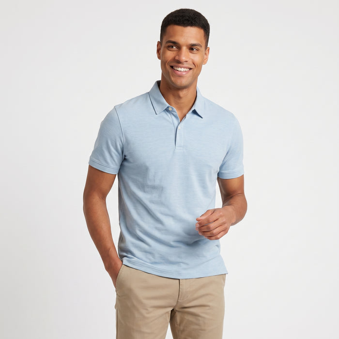Shirt-polo 2-tone ijsblauw