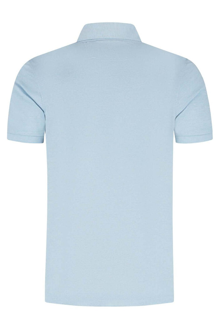 Shirt-polo 2-tone ijsblauw achterkant, lichtblauwe casual polo shirt.