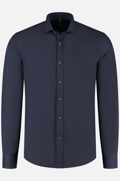 Slimfit bamboe donkerblauw