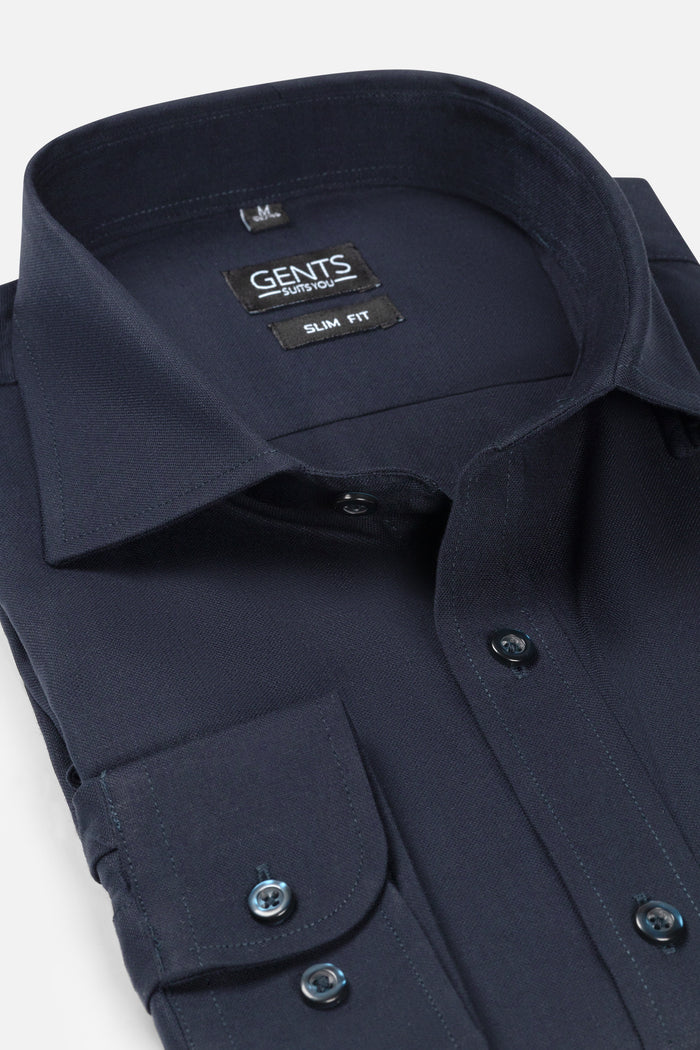 Slimfit bamboe donkerblauw