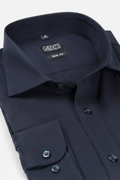 Slimfit bamboe donkerblauw