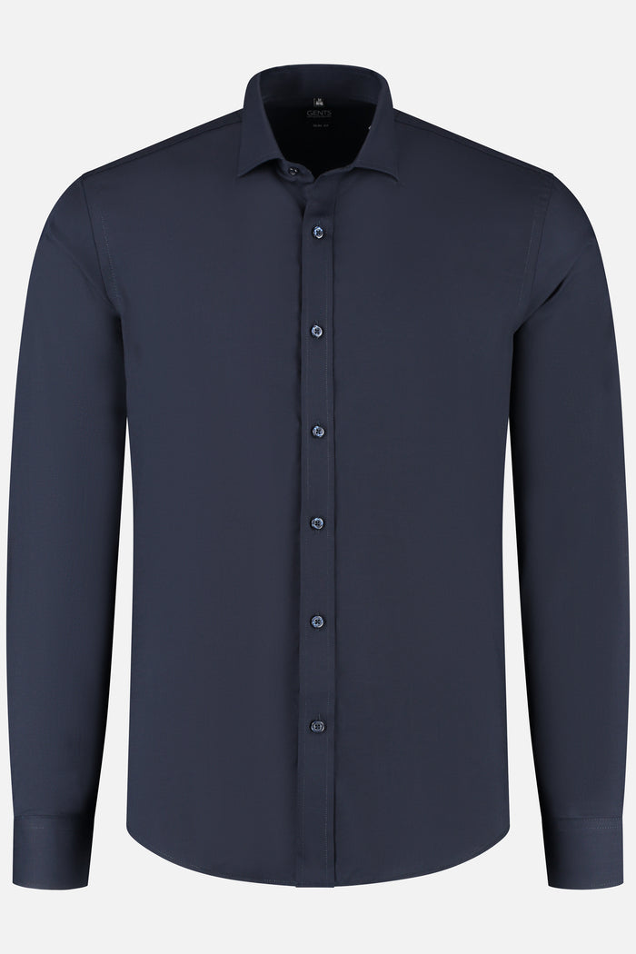 Slimfit bamboe donkerblauw