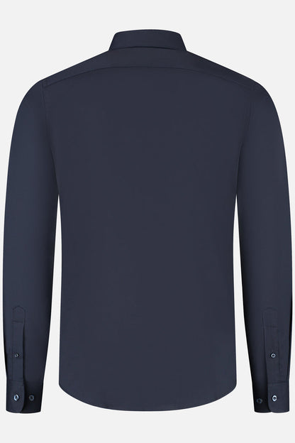 Slimfit bamboe donkerblauw