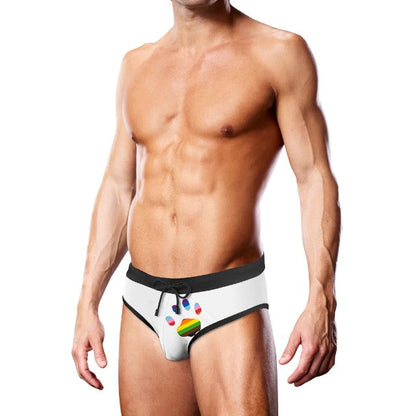Slip de înot bărbați PROWLER Swim Brief Oversized Paw, cu design labă cu steag Pride, culoare alb, mărime S