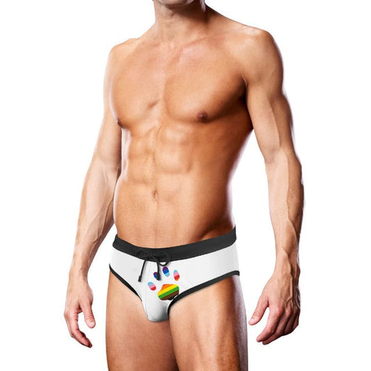 Slip de înot bărbați PROWLER Swim Brief Oversized Paw, cu design labă cu steag Pride, culoare alb, mărime S