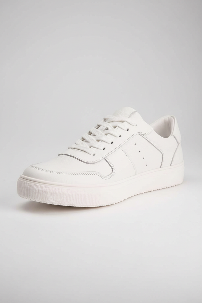 Sneaker leder wit - witte leren sneakers met ademend leer en comfortabele pasvorm.