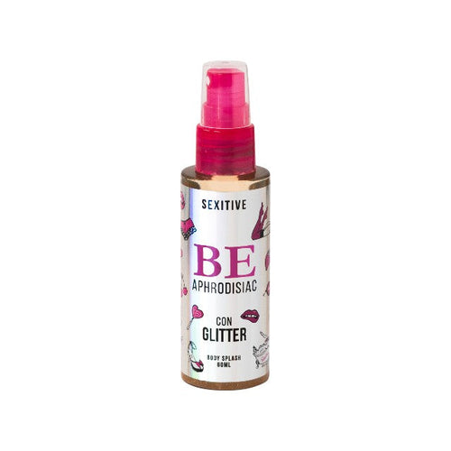 Spray cu feromoni pentru corp SEXITIVE Be Aphrodisiac Body Splash Glitter, pentru femei, cu sclipici, 60 ml