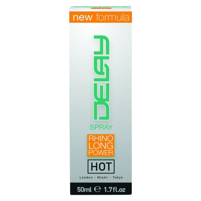 Spray intim HOT Delay Spray - Rhino Long Power, pentru întârzierea ejaculării, cu efect de răcire, 50 ml