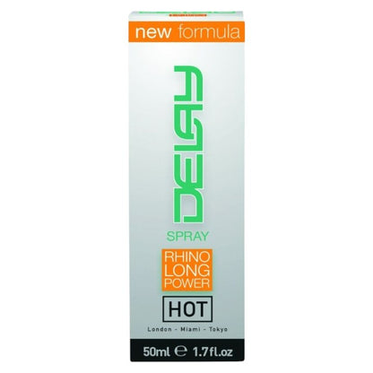 Spray intim HOT Delay Spray - Rhino Long Power, pentru întârzierea ejaculării, cu efect de răcire, 50 ml