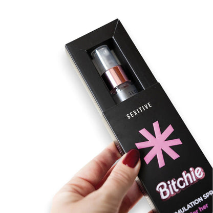 Spray intim SEXITIVE Bitchie, ajută la stimularea zonelor intime, cu efect de încălzire, conține acid lactic, 20 ml
