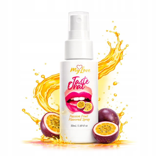 Spray MYLOVE Taste Oral Spray Passion Fruit, pentru sex oral, textură non-lipicioasă, aromă de fructul pasiunii, 50 ml