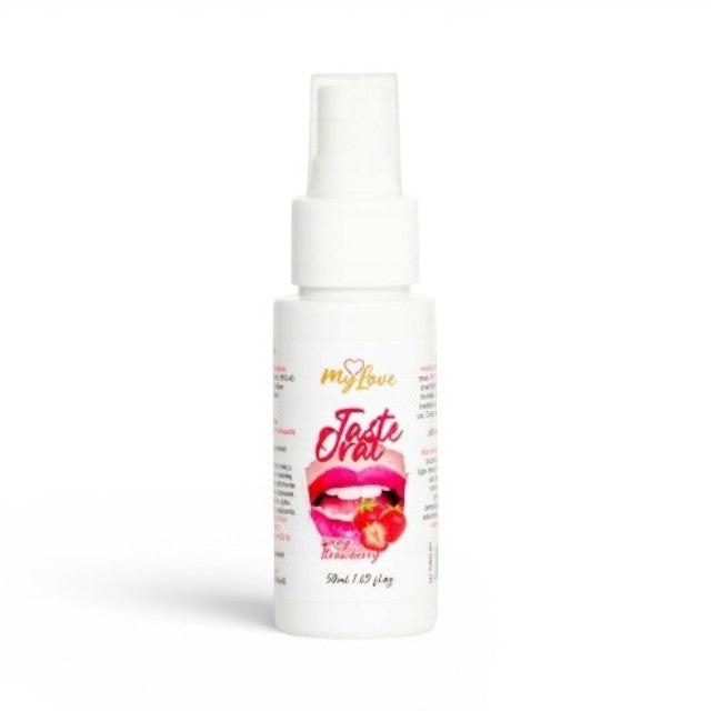 Spray MYLOVE Taste Oral Spray Strawberry, pentru sex oral, textură non-lipicioasă, aromă de căpșuni, 50 ml