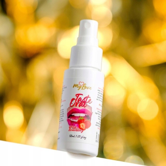 Spray MYLOVE Taste Oral Spray Strawberry, pentru sex oral, textură non-lipicioasă, aromă de căpșuni, 50 ml